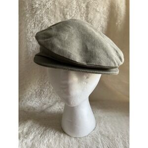 Hanna Hats 100% Linen Newsboy Hat In Muted Olive Coastal Donegal